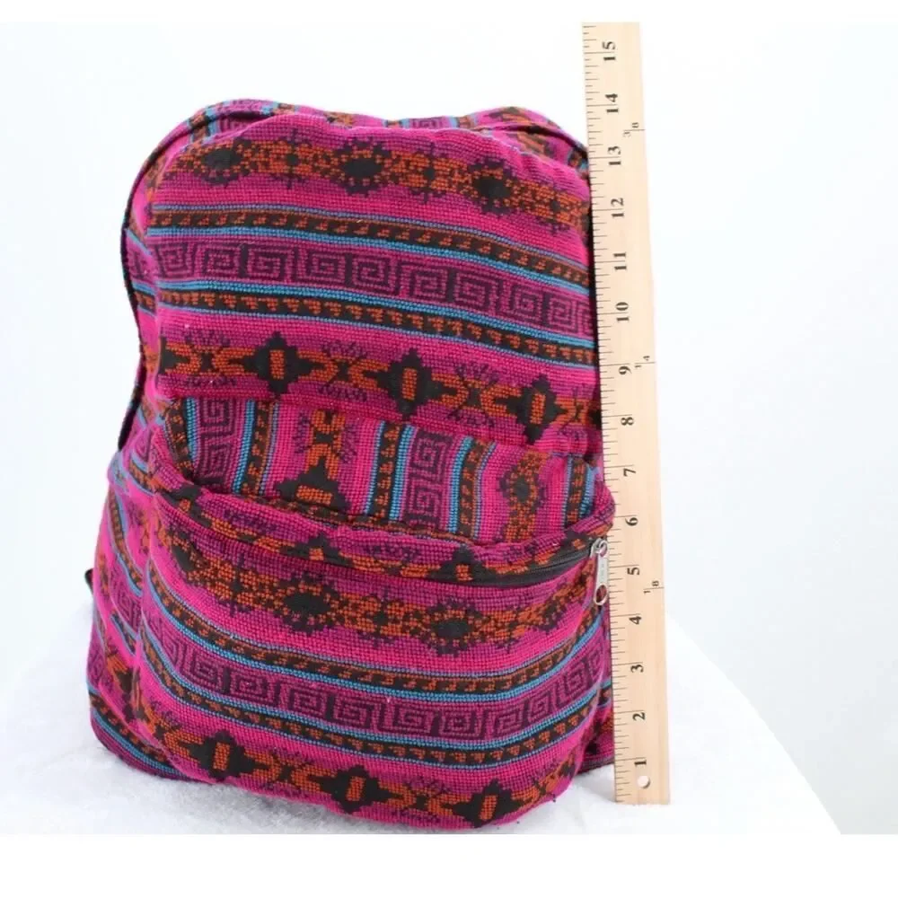 Mexican Blanket Multicolor Woven Backpack Hippie Boho Bag Fiesta Festival Nice!